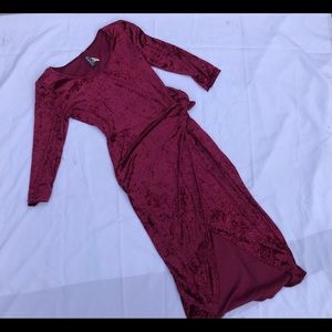 Vintage velvet burgundy wrap around dress